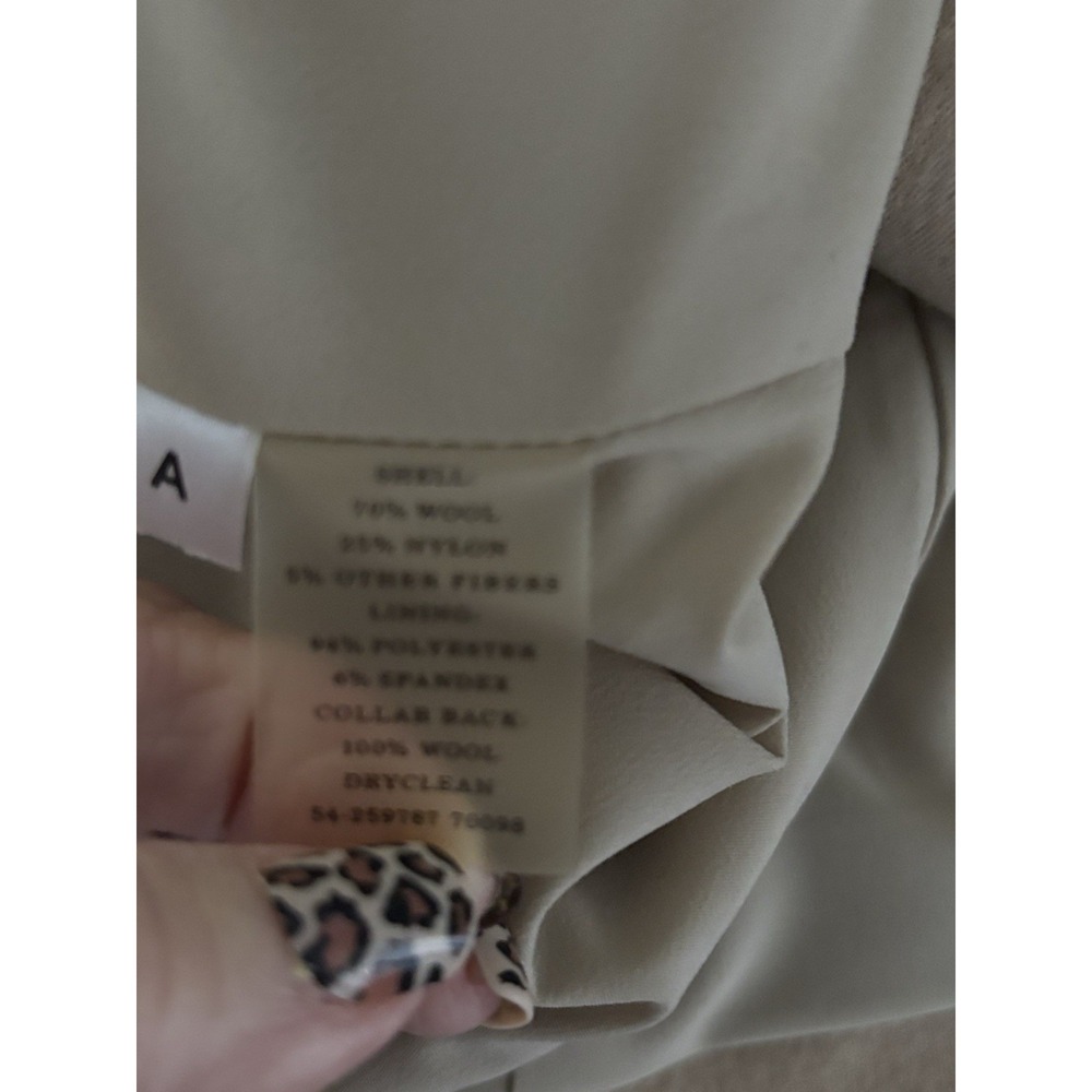 Ann Taylor Moto Jacket Women 8 Tan Wool Blend Full Zip Asymmetrical Biker Crop - Picture 8 of 8